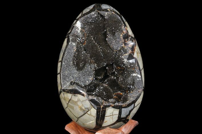 Septarian Dragon Egg Geode - Black Crystals #67778